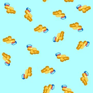 Egg roll fast food isometric icon seamless pattern Stock Illustration