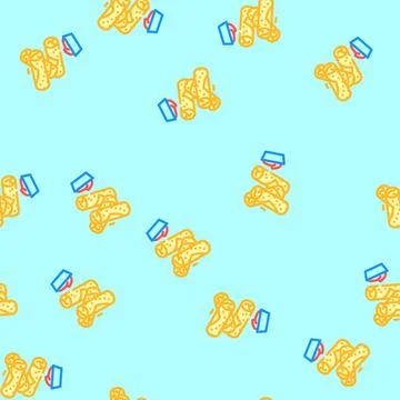 Egg roll fast food vector seamless pattern Stock Illustration