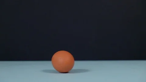 Egg rolling on the table on black background Stock Footage 124795049