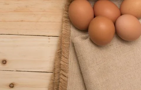 Egg on sack background Stock Photos