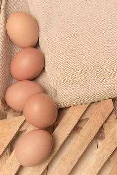 Egg on sack background Stock Photos