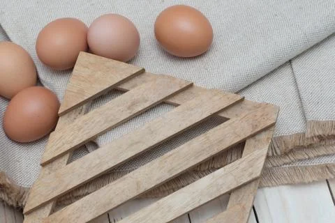 Egg on sack background Stock Photos