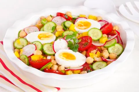 Egg salad with chickpeas Stock Photos
