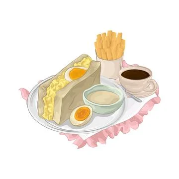 Egg Sandwich Illustration Stock Illustration