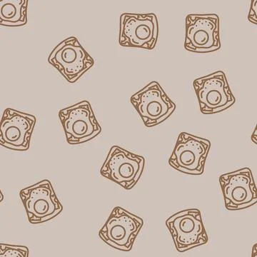 Egg sandwich line vector seamless pattern Stock Illustration