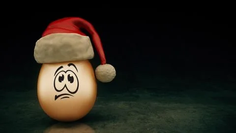 Egg santa hat isolated. 3d rendering Illustrazione stock