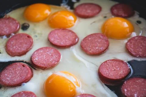 Egg with sausage Stock Photos