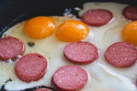 Egg with sausage Stock Photos