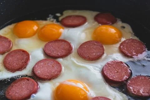 Egg with sausage Stock Photos