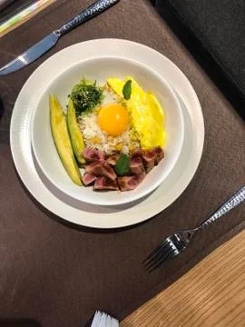 Egg scramble with rice Stock-Fotos