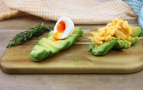 Egg scrambled avocado Stock Photos