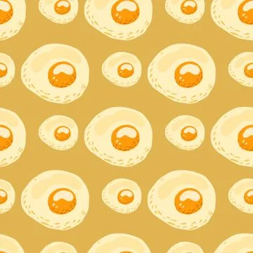 Egg seamless pattern with omelette breakfast ornament. Food brunch artwork wi Stock Illustration