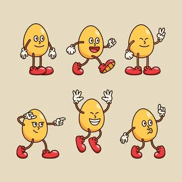 Egg Shape Cartoon Character Stock Illustration