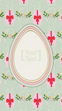 Egg shape with copy space on Easter pattern background with outline and flat Illustrazione stock