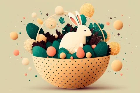 Egg shape Easter holiday minimal composition . Creative Easter abstract ill.. Stockillustratie