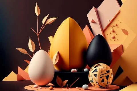 Egg shape Easter holiday minimal composition . Creative Easter abstract ill.. 스톡 일러스트