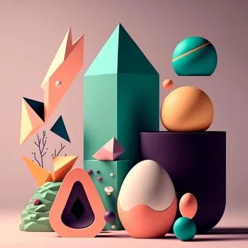 Egg shape Easter holiday minimal composition . Creative Easter abstract ill.. Stock Illustration