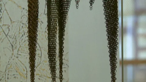 Egg Shaped Brass Artifact With Chainmail Stock Footage 115139014
