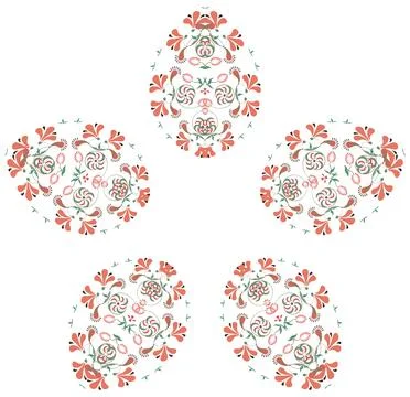 Egg-shaped figures with a folk pattern for Easter. Stockillustratie