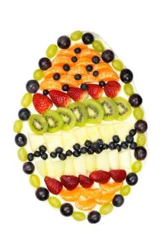 Egg shaped fruit pie with various fruits Stock Photos
