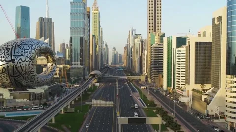 Egg shaped museum in Dubai Stock Footage 172426871