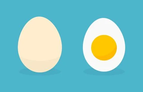Egg in shell and boild egg icons. Vector illustration. Stock Illustration