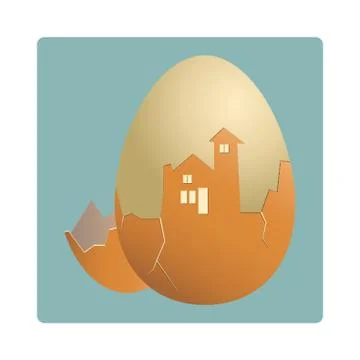 Egg Shell Cracked In The Shape Of A House Illustrazione stock
