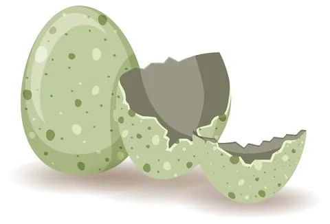 Egg shell cracking on white background Stock Illustration