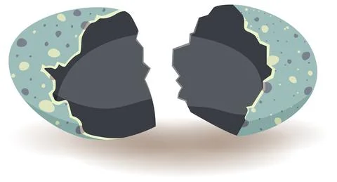 Egg shell cracking on white background Stock Illustration