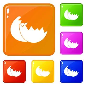 Egg shell icons set vector color Stock Illustration