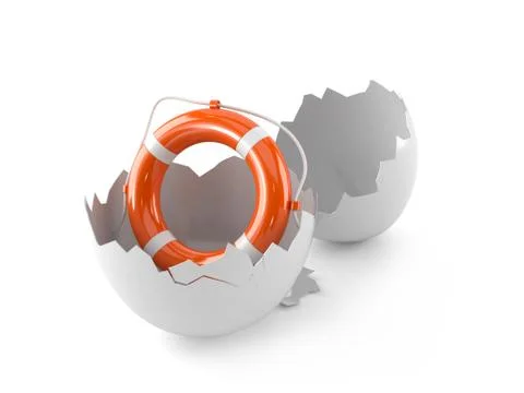 Egg shell with life buoy Stock Illustration