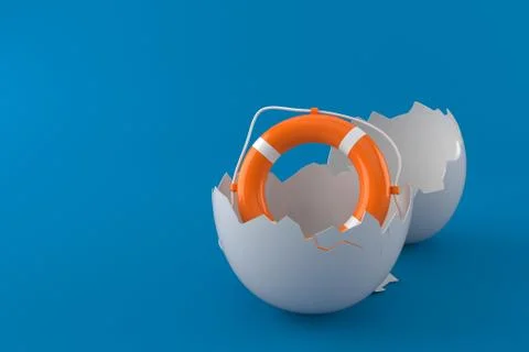 Egg shell with life buoy Stock Illustration