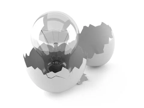 Egg shell with light bulb Illustrazione stock