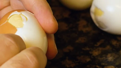 Egg Shell Peeled Close Up Stock Footage 113128507