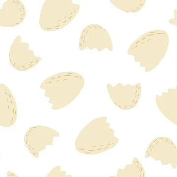 Egg shell seamless pattern. Broken egg endless wallpaper. Food background. Stock Illustration