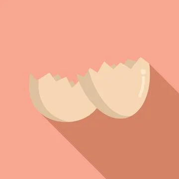 Egg shell trash icon flat vector. Waste food イラスト素材