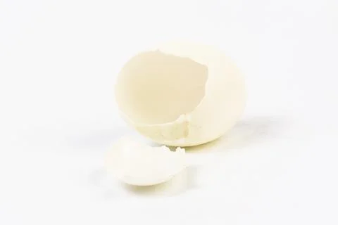 Egg shell on white background  Foto stock