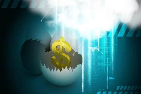 Egg shells with dollar in color background Stock Illustration