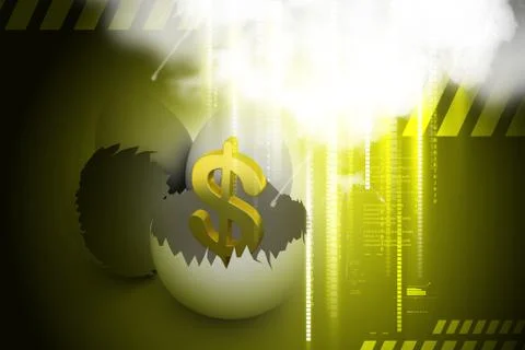 Egg shells with dollar in color background Stock Illustration