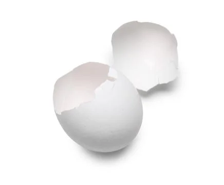 Egg shells on white background Foto stock