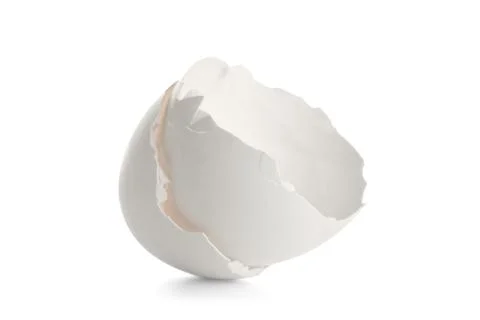 Egg shells on white background Foto stock