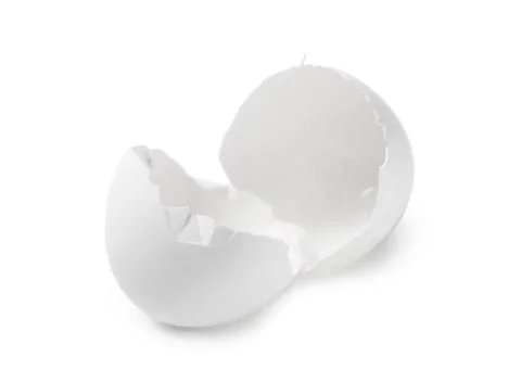 Egg shells on white background Foto stock