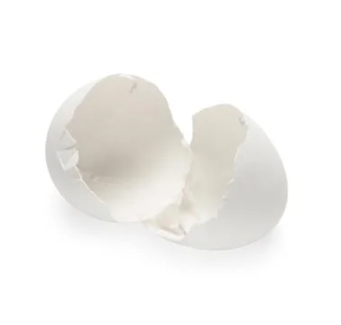 Egg shells on white background Foto stock