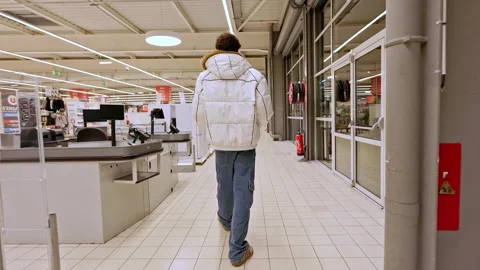 Egg shortage and empty shelves at Super U supermarket in Dijon, France. Stock Footage 329421411