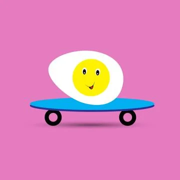 Egg on skateboard Stock Illustration