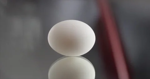 Egg spinning on a mirror surface Stock Footage 201112884