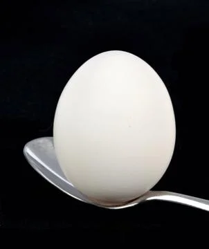 Egg on spoon Stock Photos