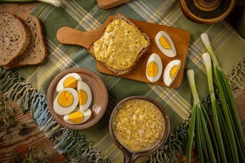Egg spread with mayonnaise Stock Photos