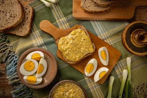 Egg spread with mayonnaise Stock Photos