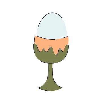 Egg On Stand Line flat vector isolated イラスト素材